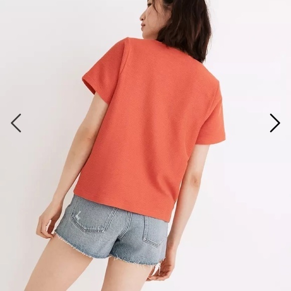 Madewell Womens Ottoman Jacquard Ruched Front V-Neck Top Small Ivory Size M boho - Picture 10 of 14